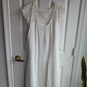 Avenue White Pleated Halter Maxi Dress